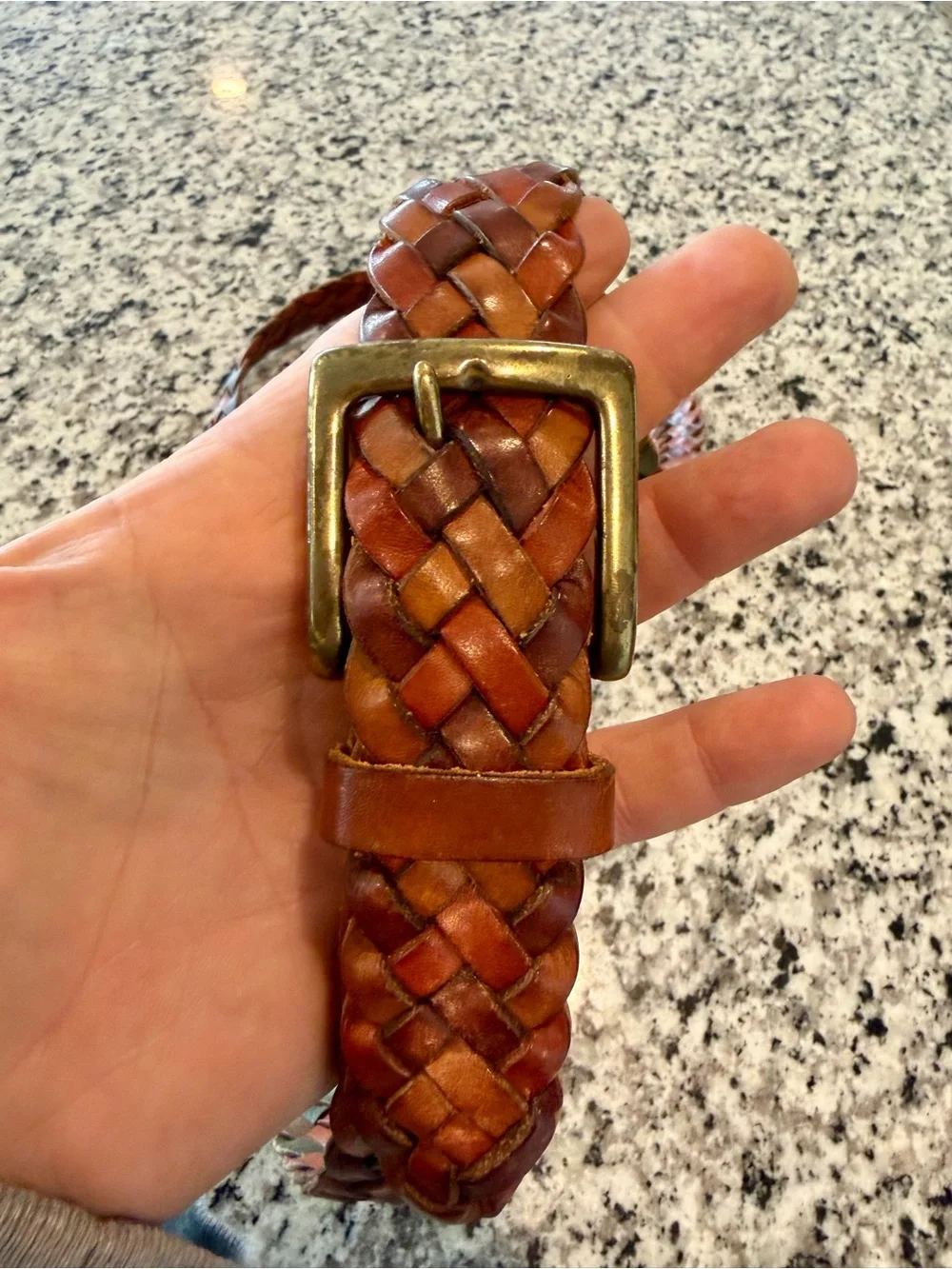 Tommy Bahama Woven Genuine Leather Belt Size XL 42-44 Brown